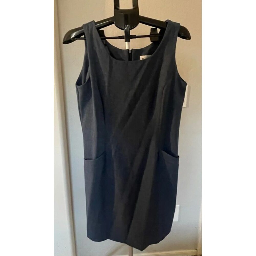 Maren Size 12 Navy Blue Sleeveless Sheath Dress Pockets Made in USA Vintage